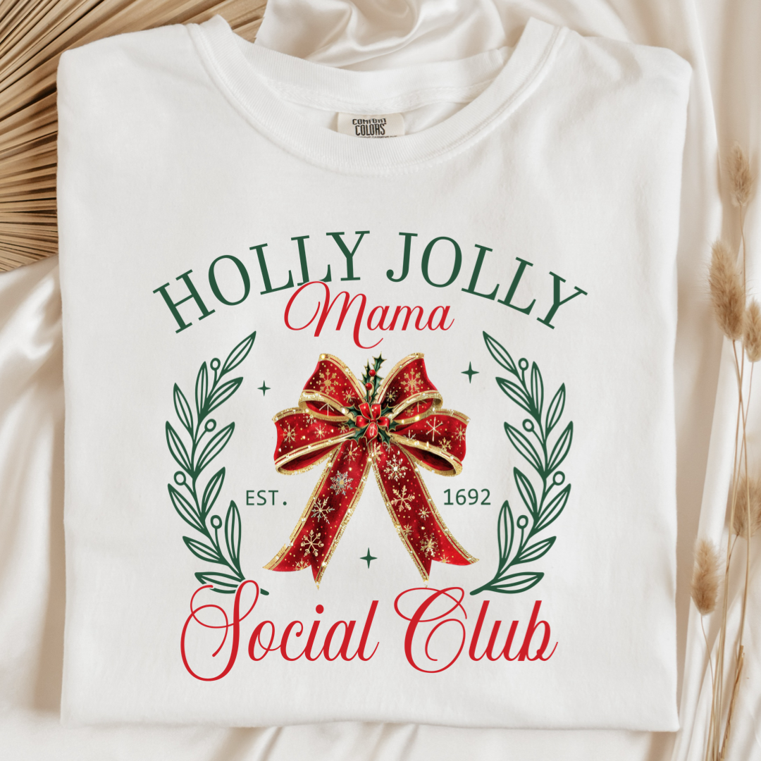 Holly Jolly Mom Social Club Christmas Graphic Tee