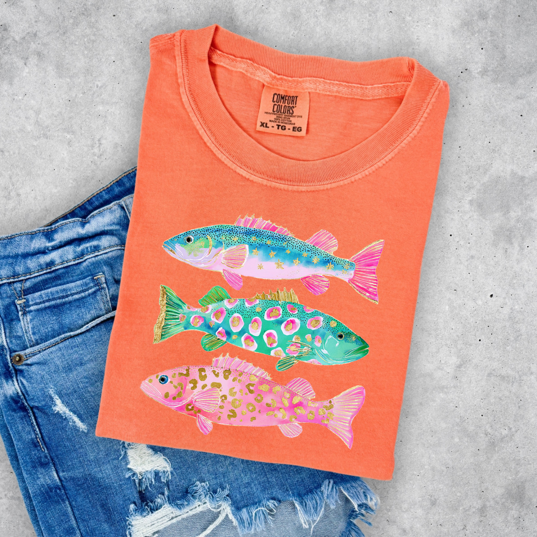 Pastel Fish Graphic Tee & Crewneck
