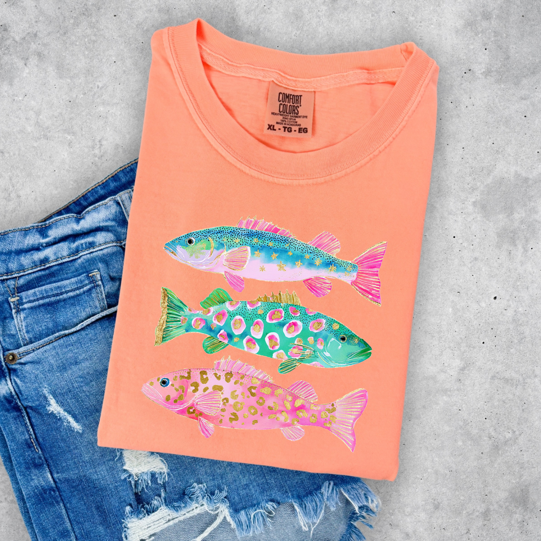 Pastel Fish Graphic Tee & Crewneck