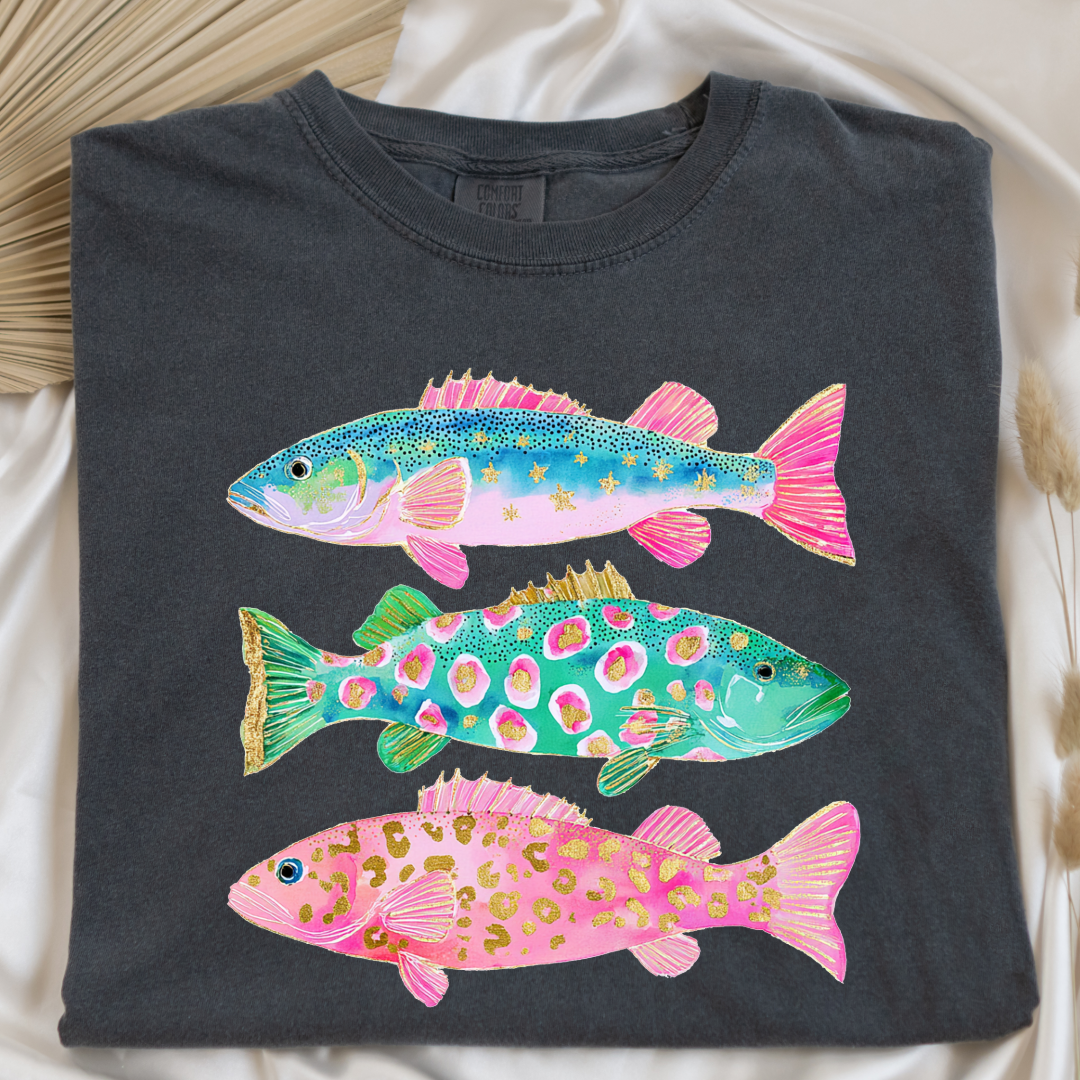 Pastel Fish Graphic Tee & Crewneck