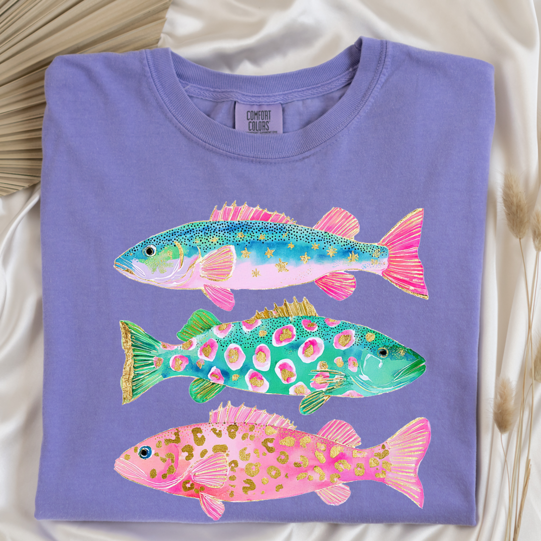 Pastel Fish Graphic Tee & Crewneck