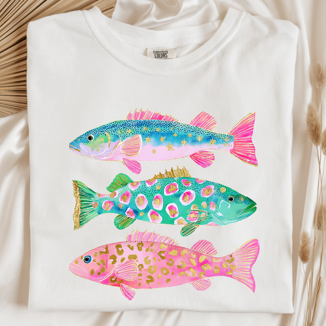 Pastel Fish Graphic Tee & Crewneck