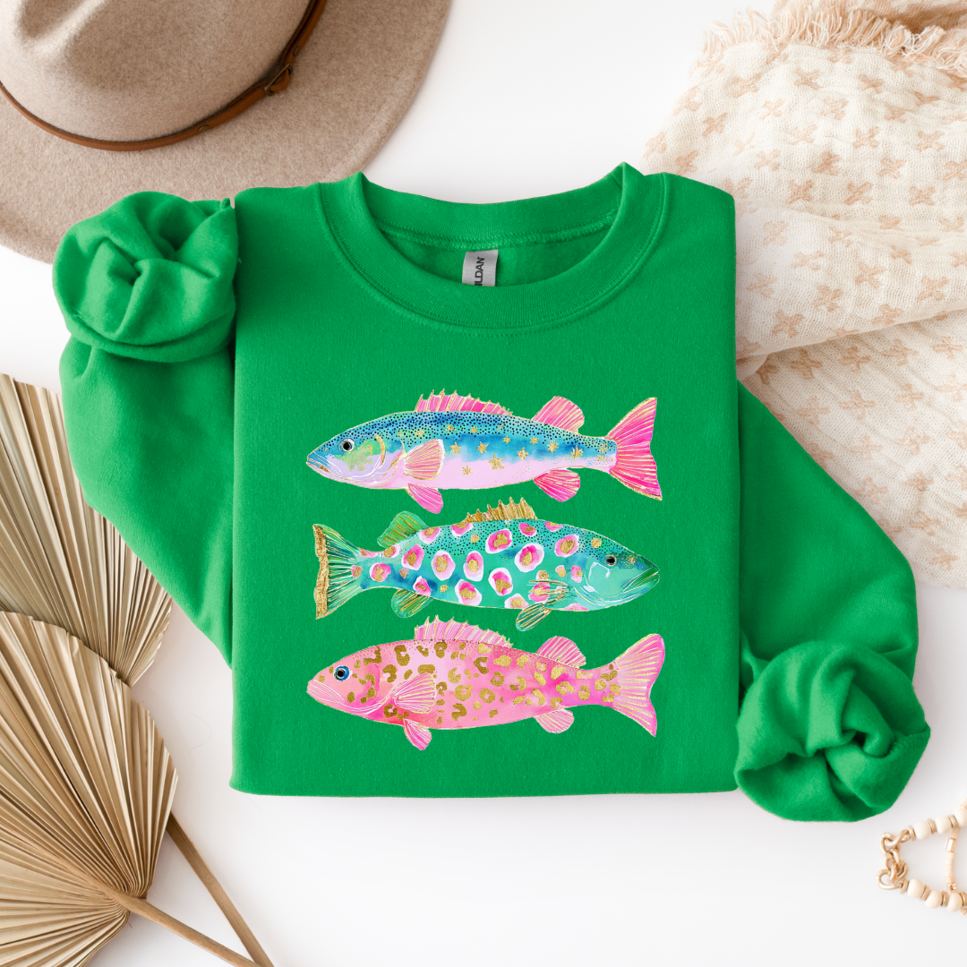 Pastel Fish Graphic Tee & Crewneck