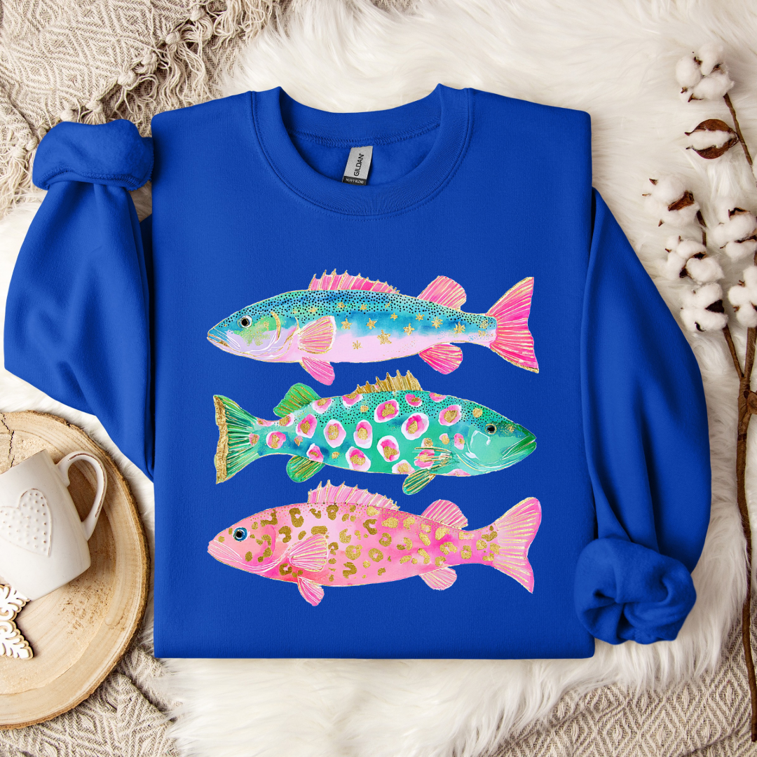 Pastel Fish Graphic Tee & Crewneck