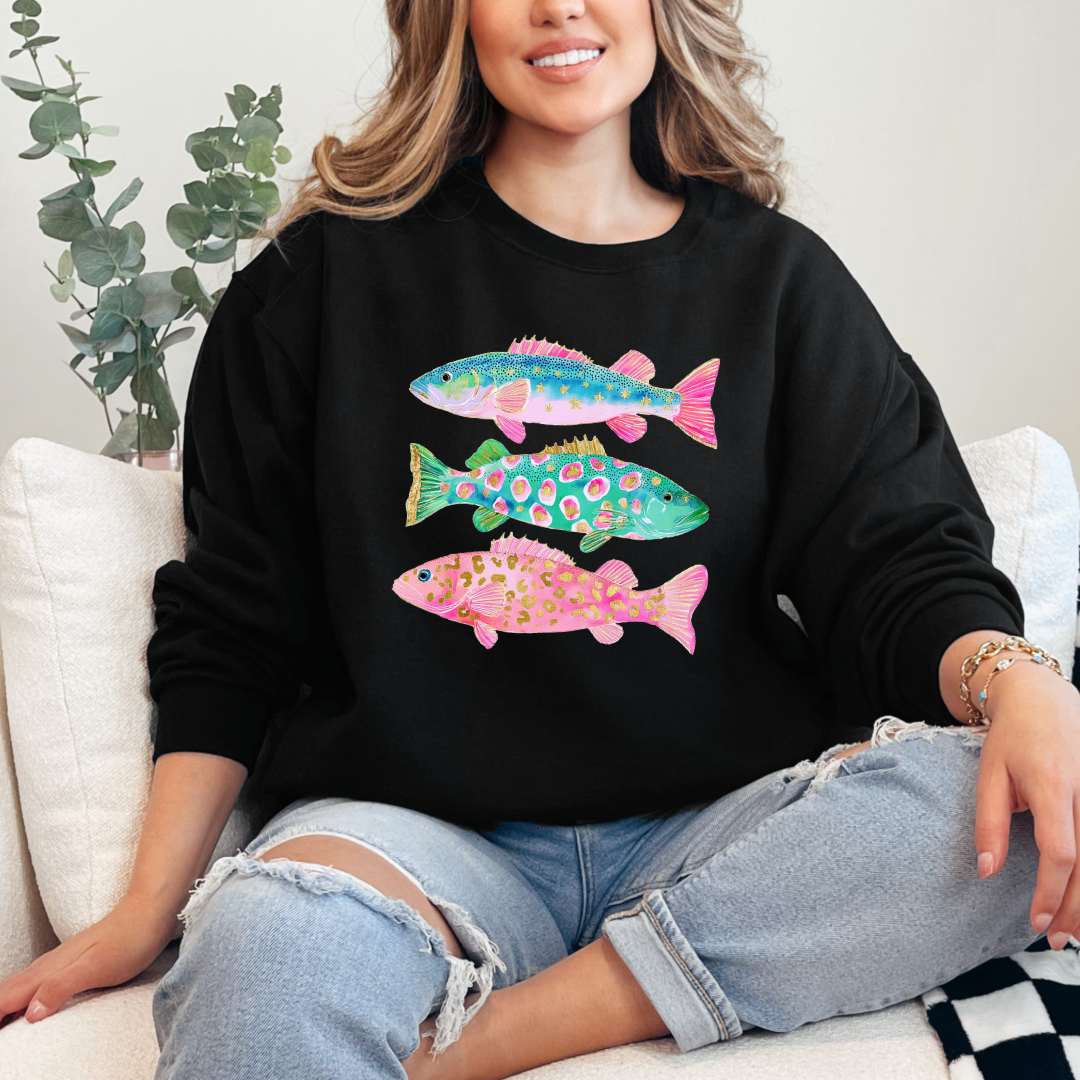 Pastel Fish Graphic Tee & Crewneck