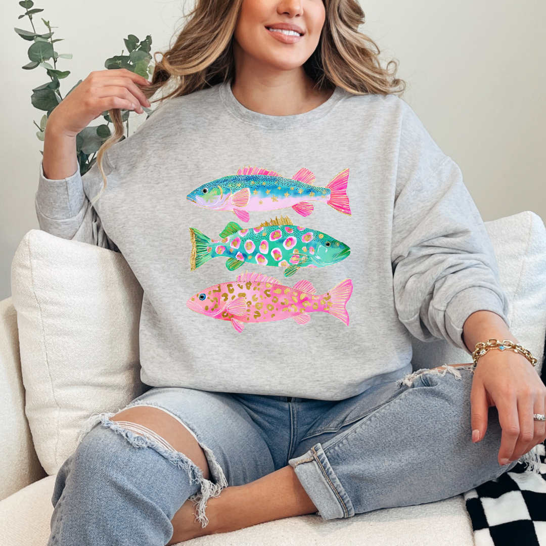 Pastel Fish Graphic Tee & Crewneck