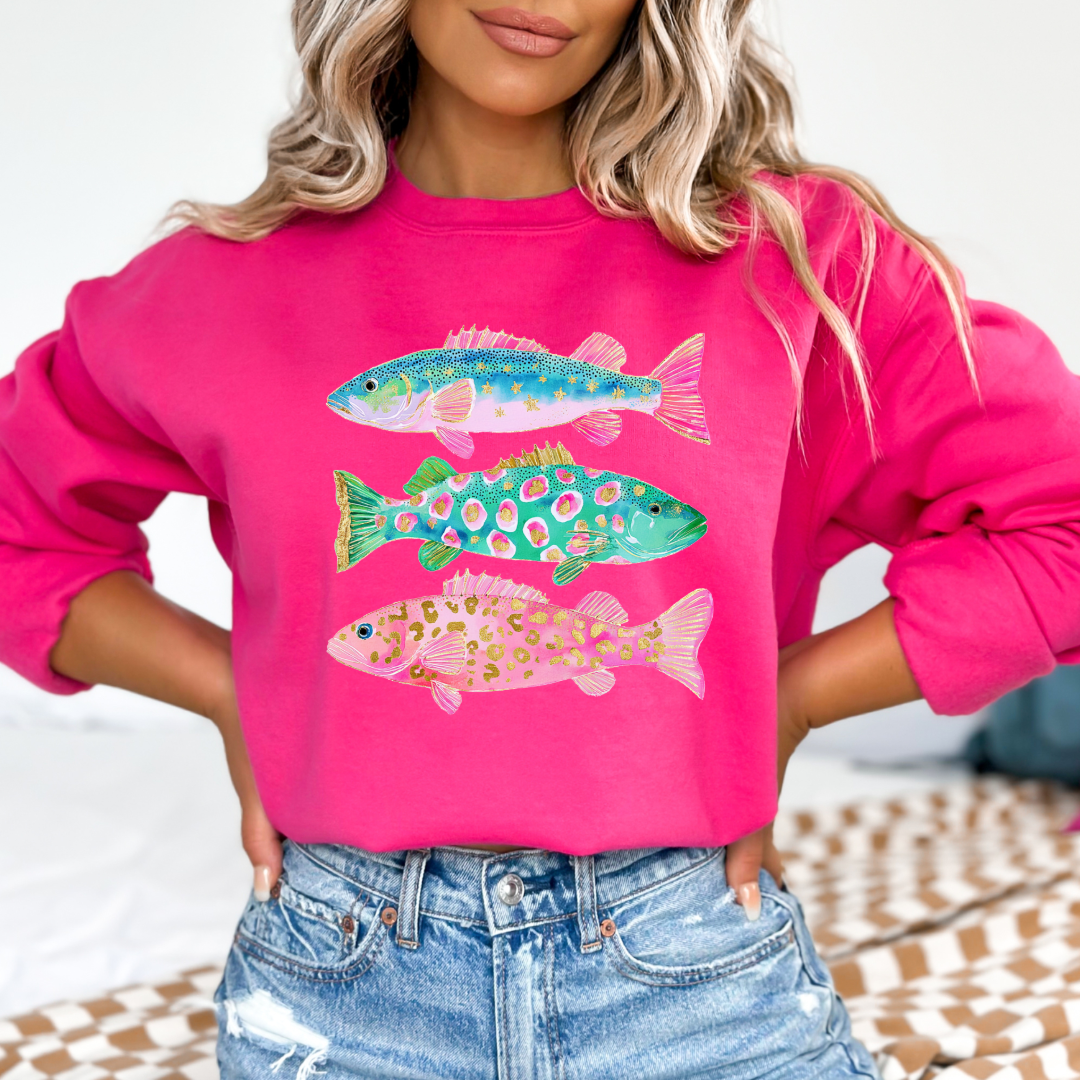 Pastel Fish Graphic Tee & Crewneck