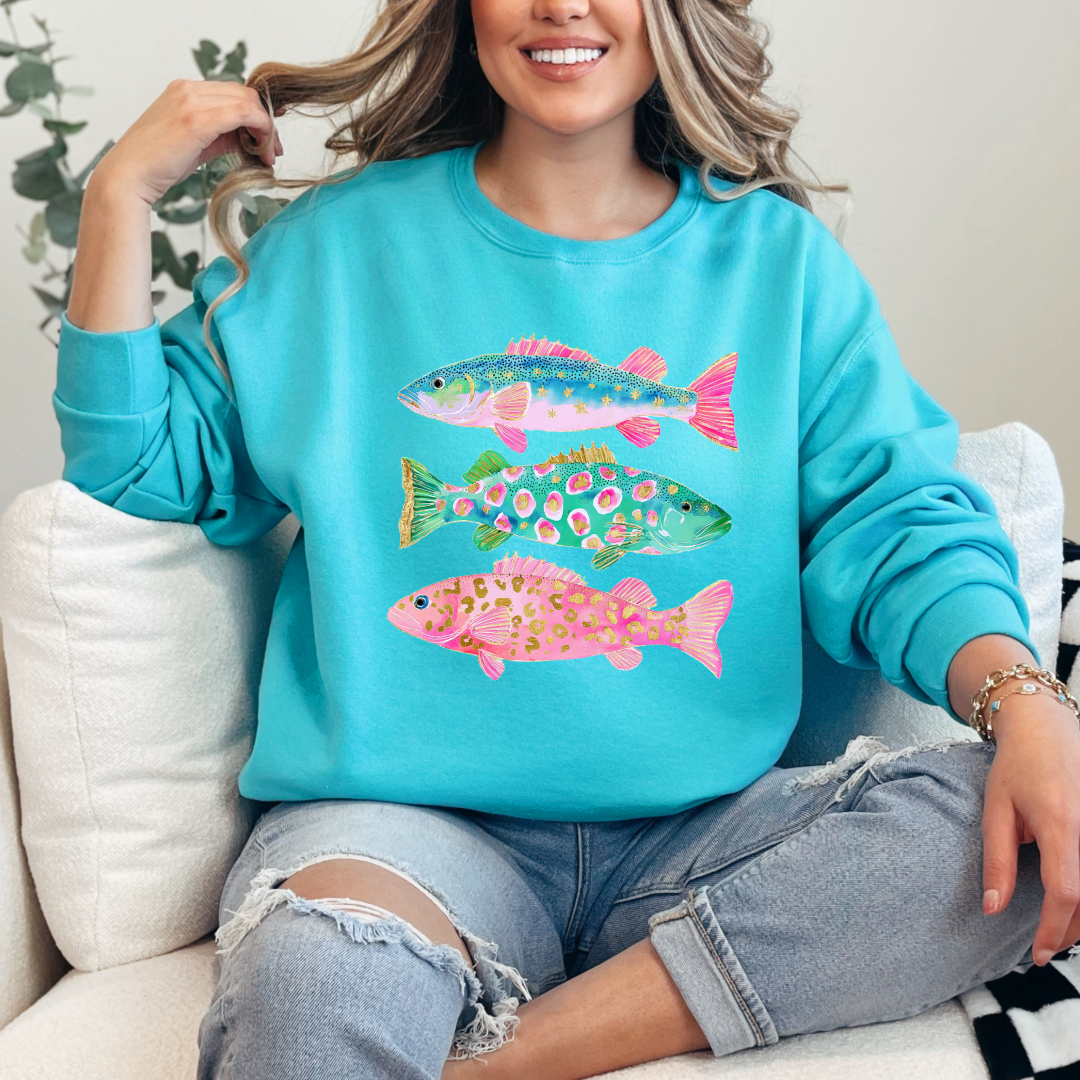 Pastel Fish Graphic Tee & Crewneck