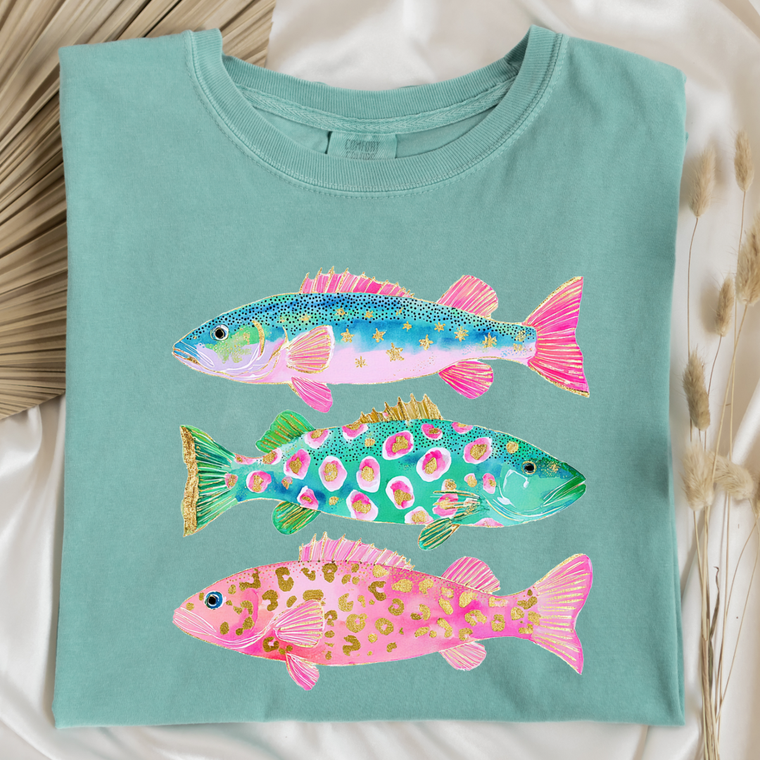Pastel Fish Graphic Tee & Crewneck