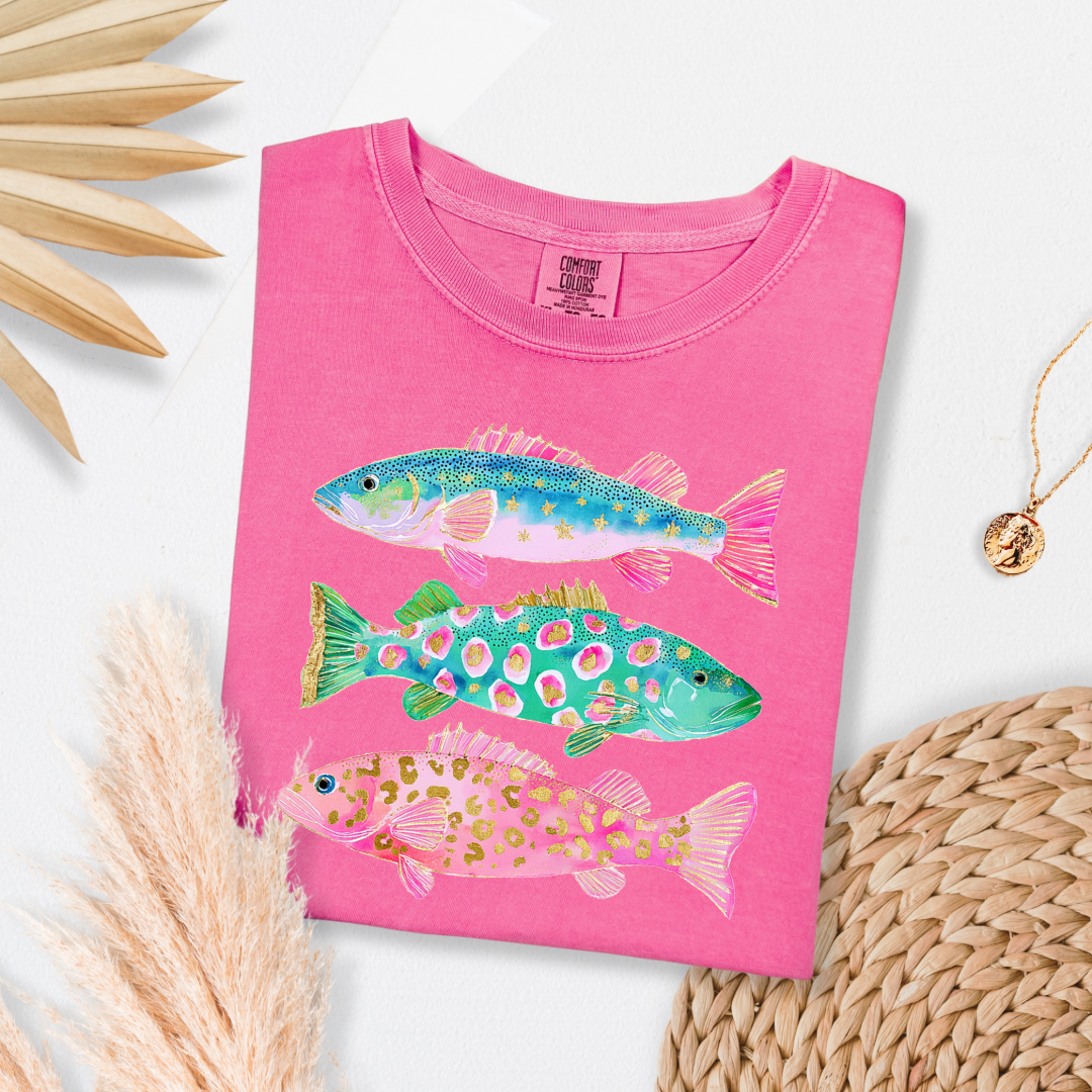 Pastel Fish Graphic Tee & Crewneck