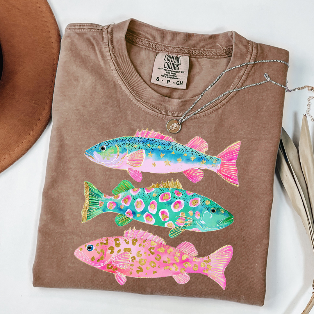 Pastel Fish Graphic Tee & Crewneck