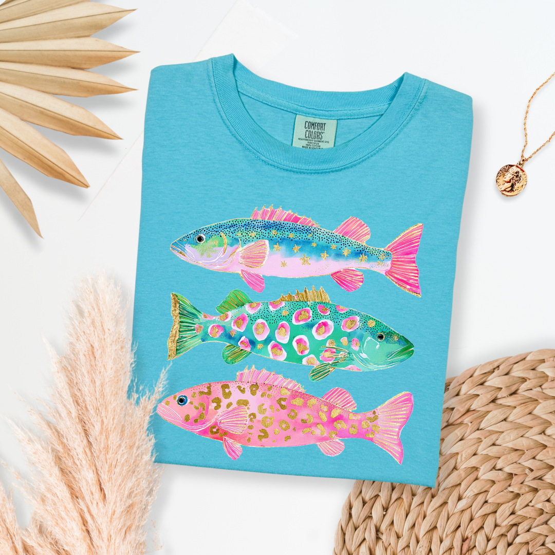 Pastel Fish Graphic Tee & Crewneck