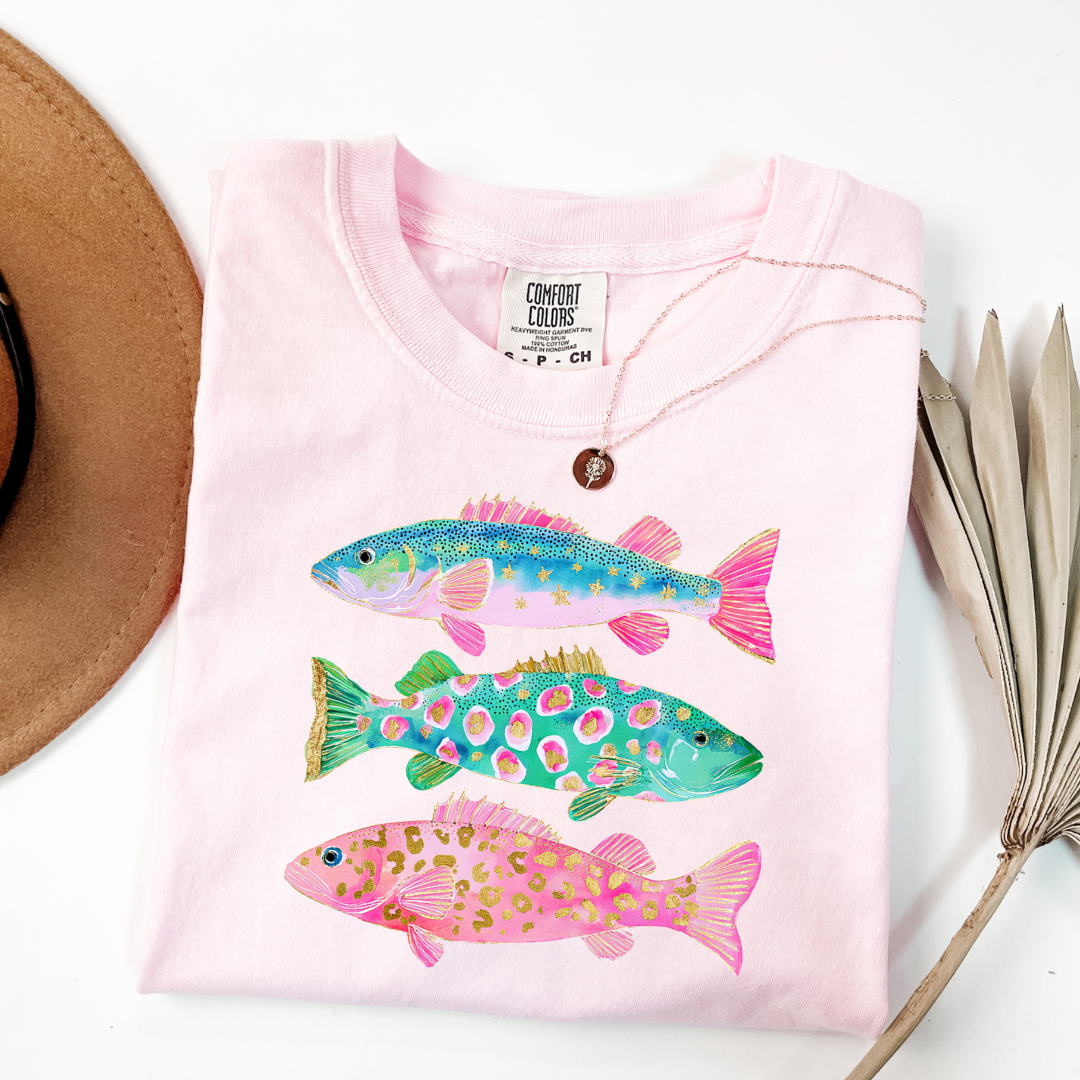 Pastel Fish Graphic Tee & Crewneck