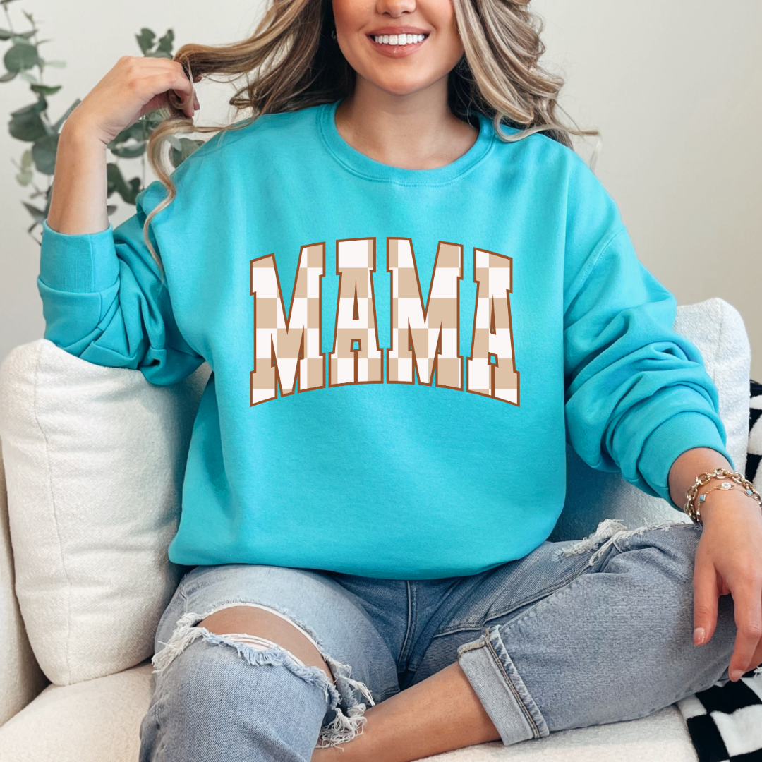 Mama Brown Checkered Crewneck & Hoodie