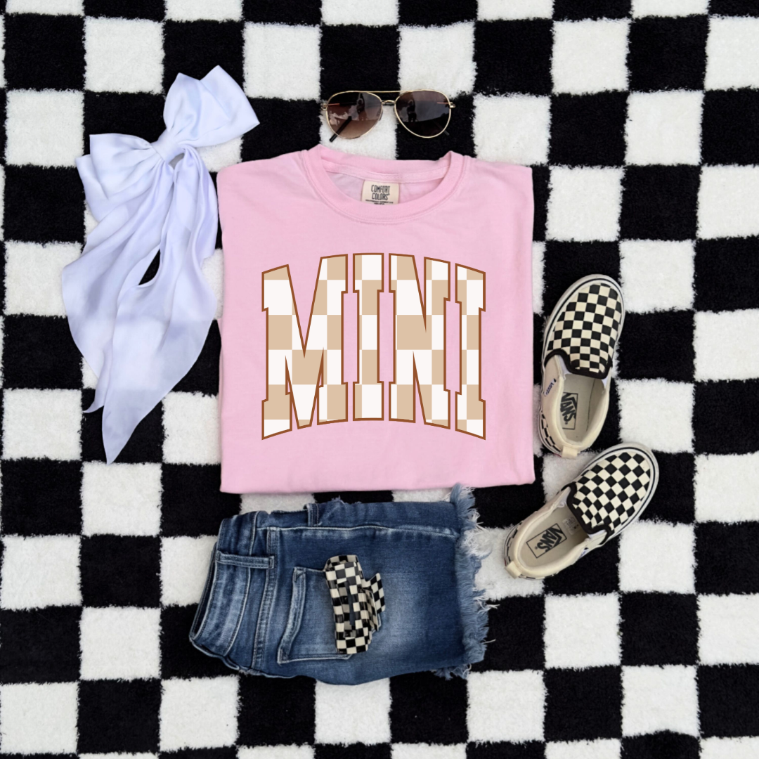 Mini Brown Checkered Youth Graphic Tee