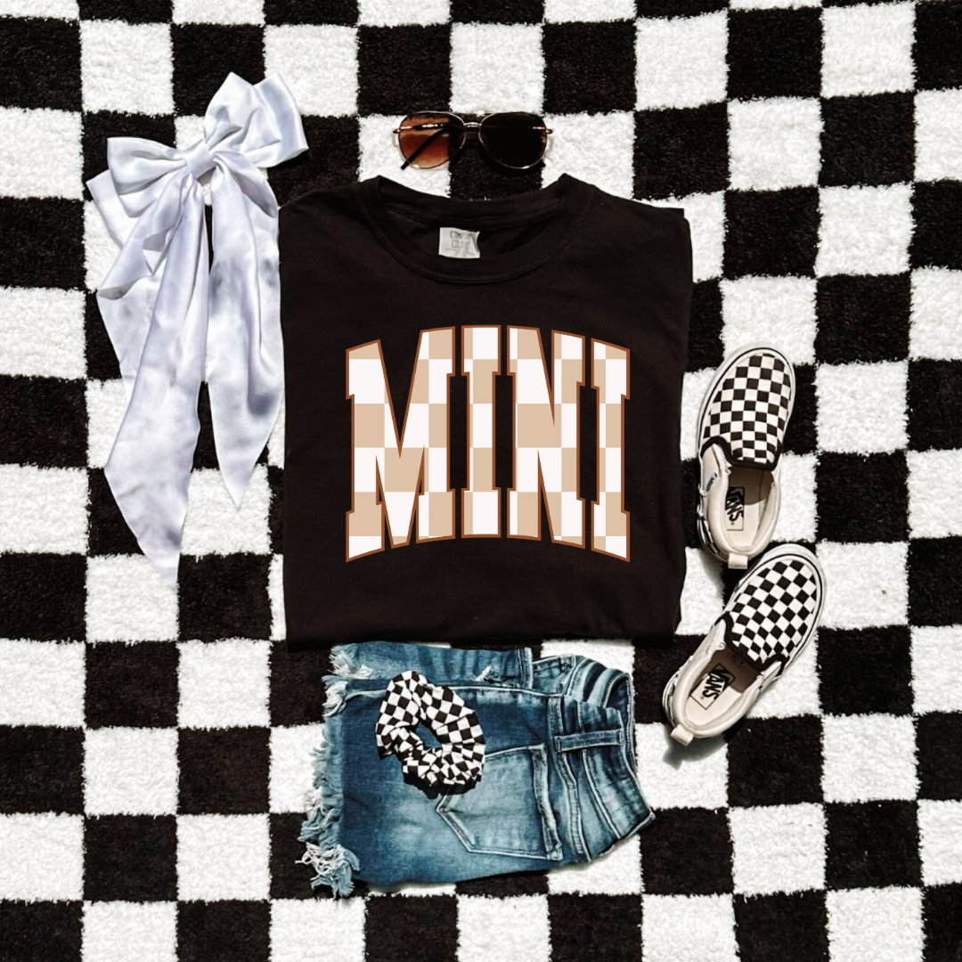 Mini Brown Checkered Youth Graphic Tee