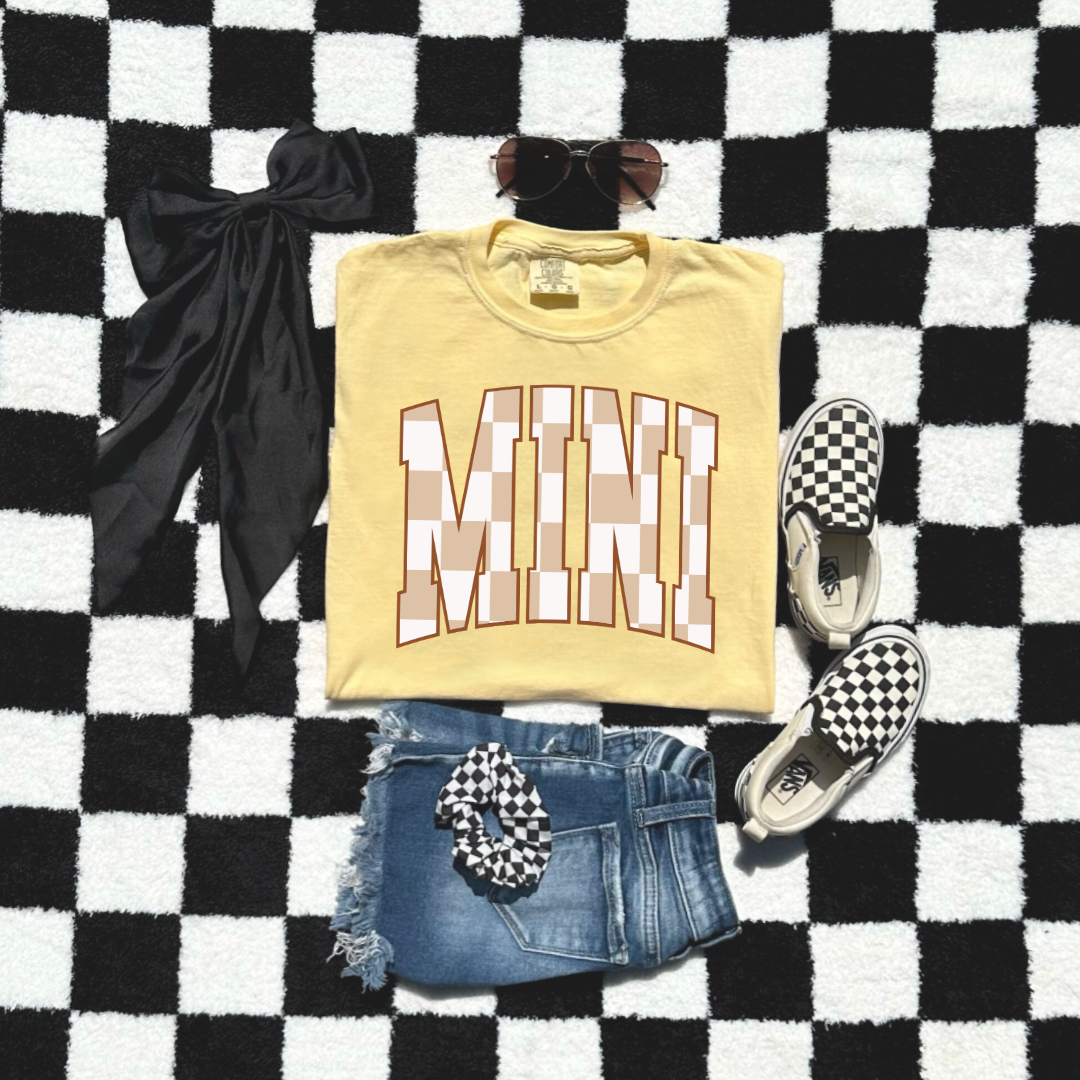 Mini Brown Checkered Youth Graphic Tee