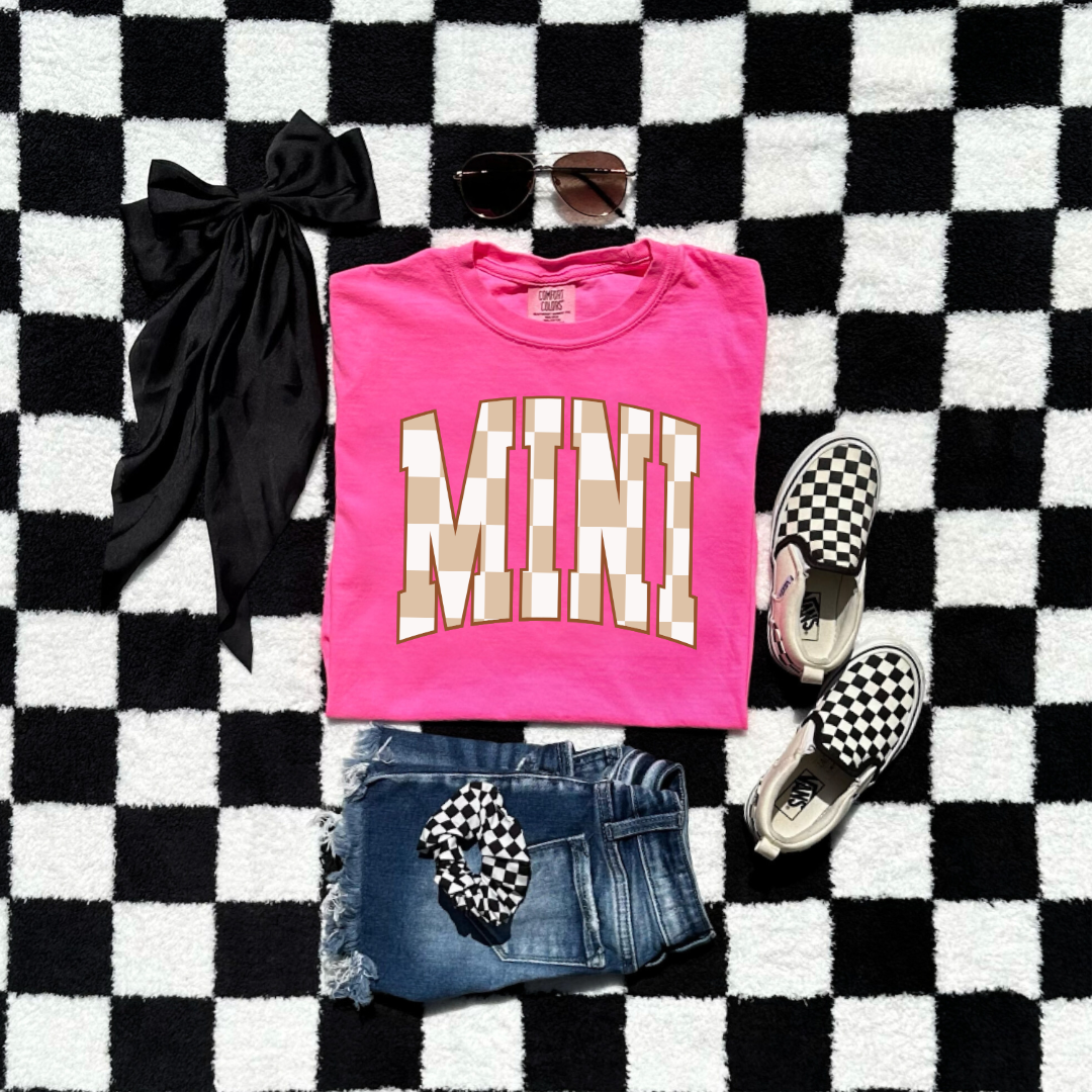 Mini Brown Checkered Youth Graphic Tee