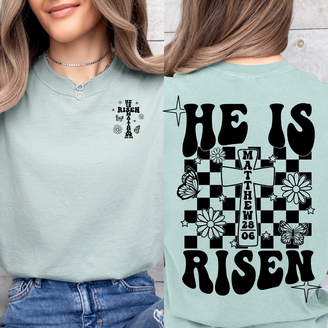 He Is Risen Black Graphic Tee