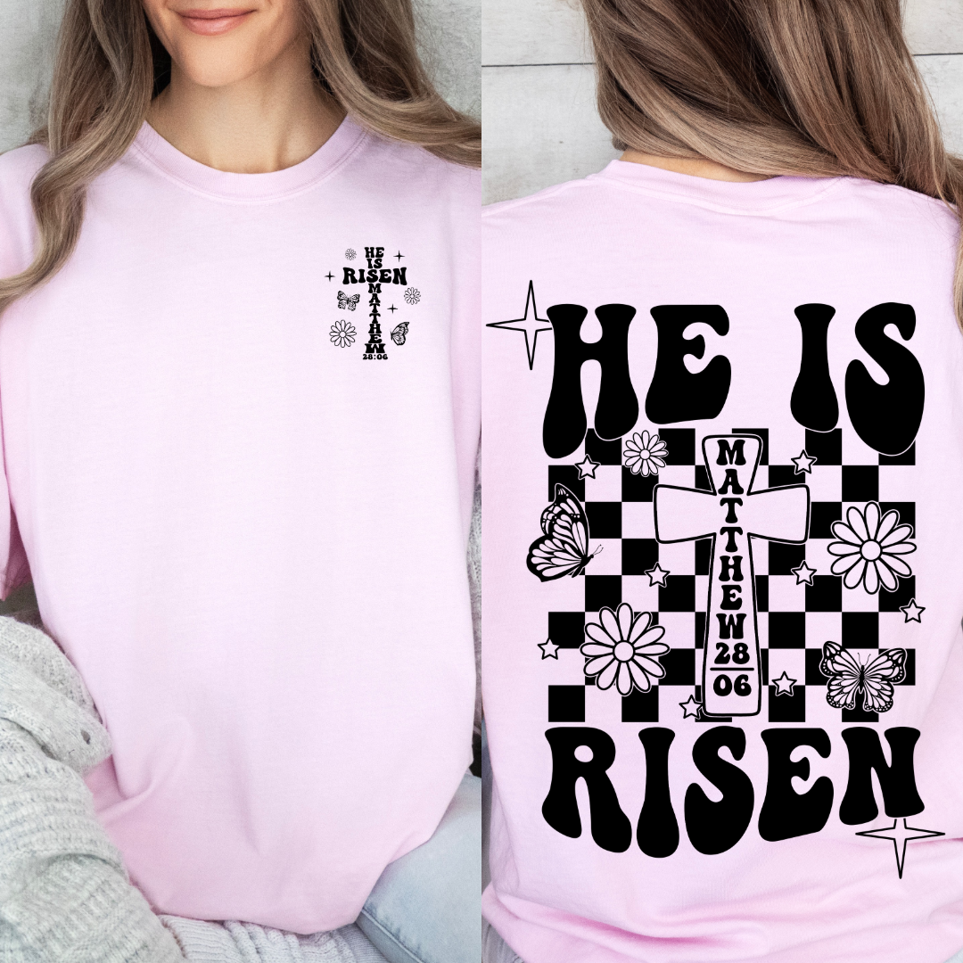 He Is Risen Black Graphic Tee