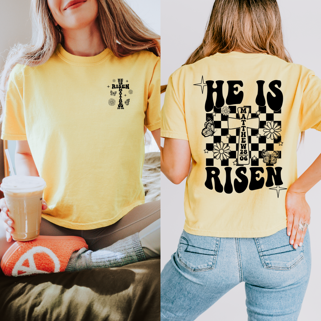 He Is Risen Black Graphic Tee