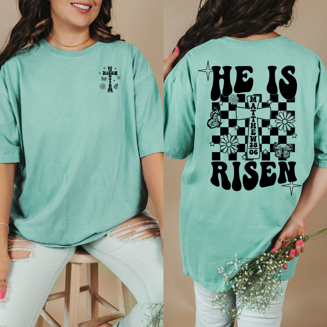 He Is Risen Black Graphic Tee