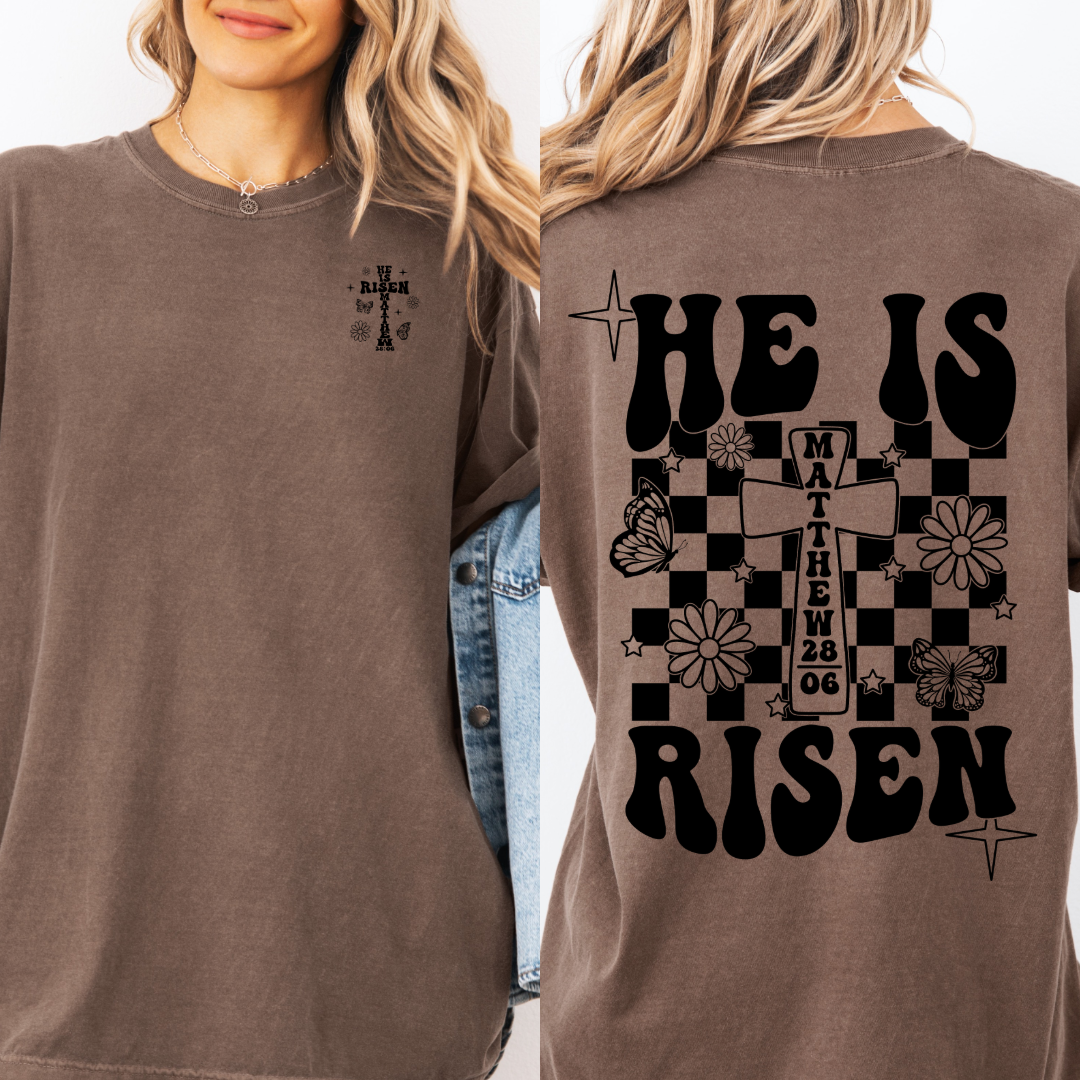 He Is Risen Black Graphic Tee