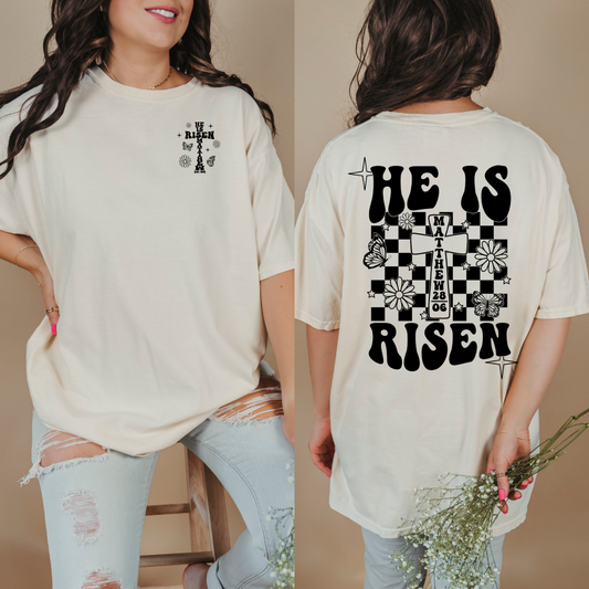 He Is Risen Black Graphic Tee