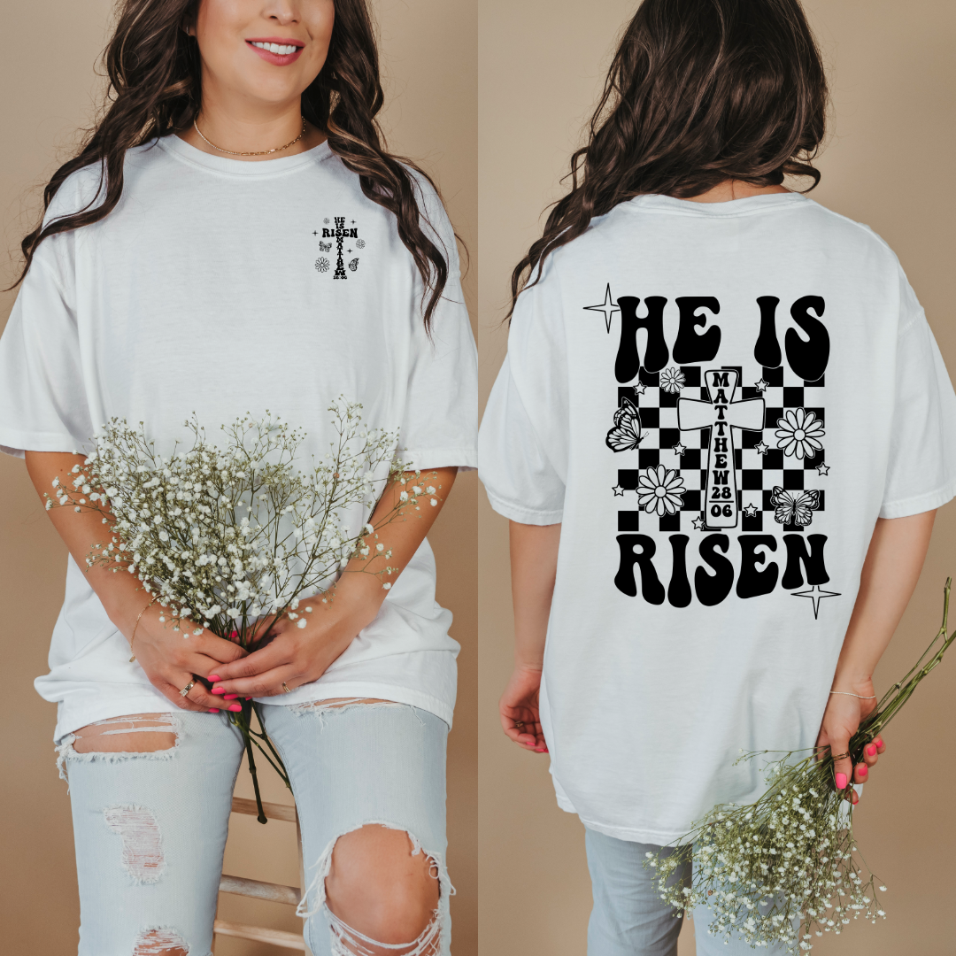 He Is Risen Black Graphic Tee