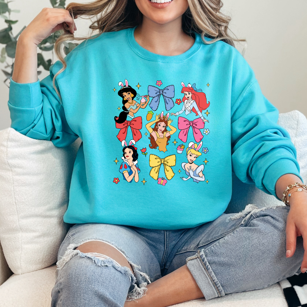 Disney princess coquette with bunny ears adult scuba blue crewneck matching youth available matching youth available 