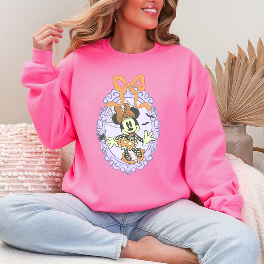 Spooky Season Coquette Mouse with bow Crewneck & Hoodie