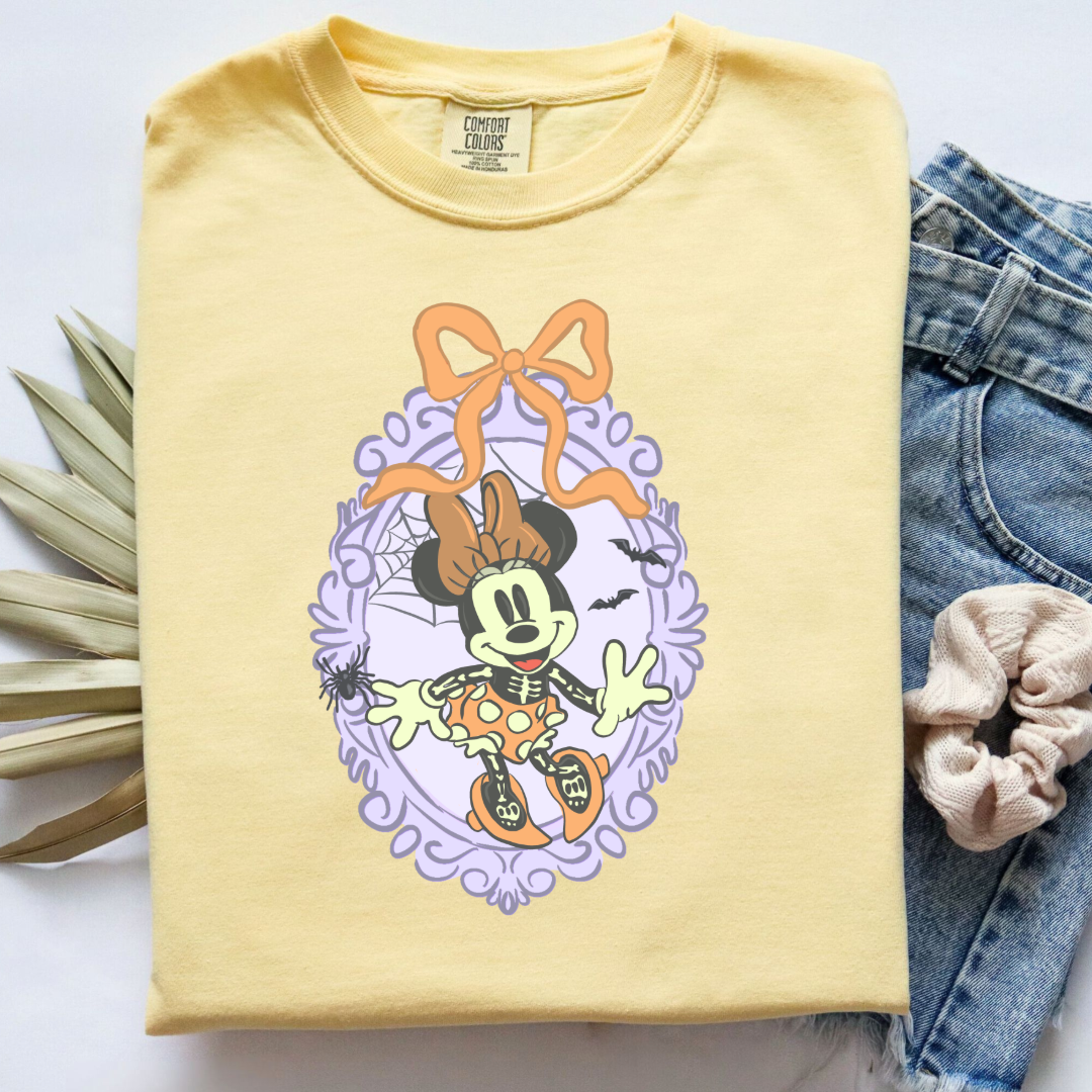 Spooky Season Coquette Mouse with bow Graphic Tee