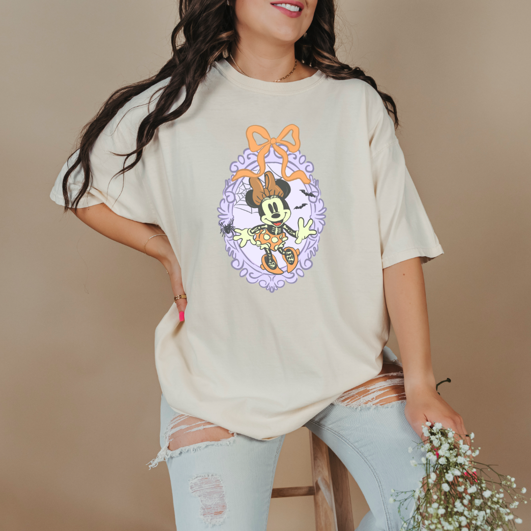 Spooky Season Coquette Mouse with bow Graphic Tee