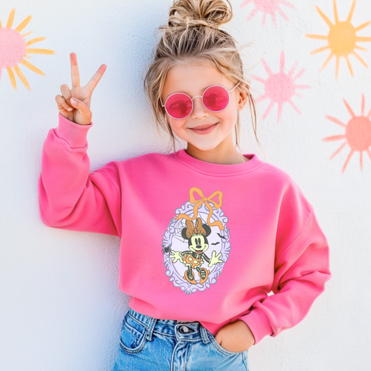 Spooky Season Coquette Mouse with bow Crewneck