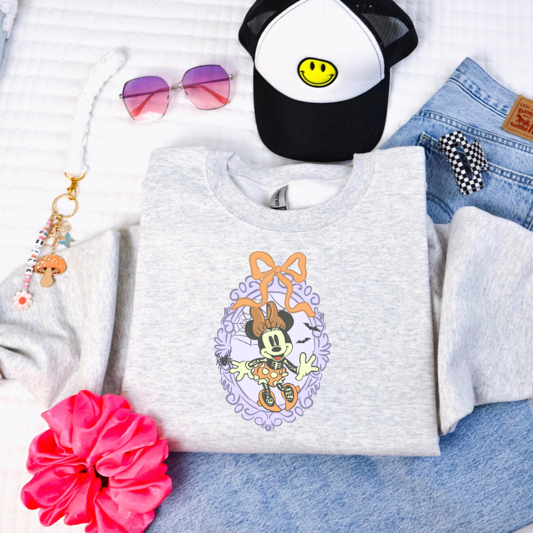 Spooky Season Coquette Mouse with bow Crewneck