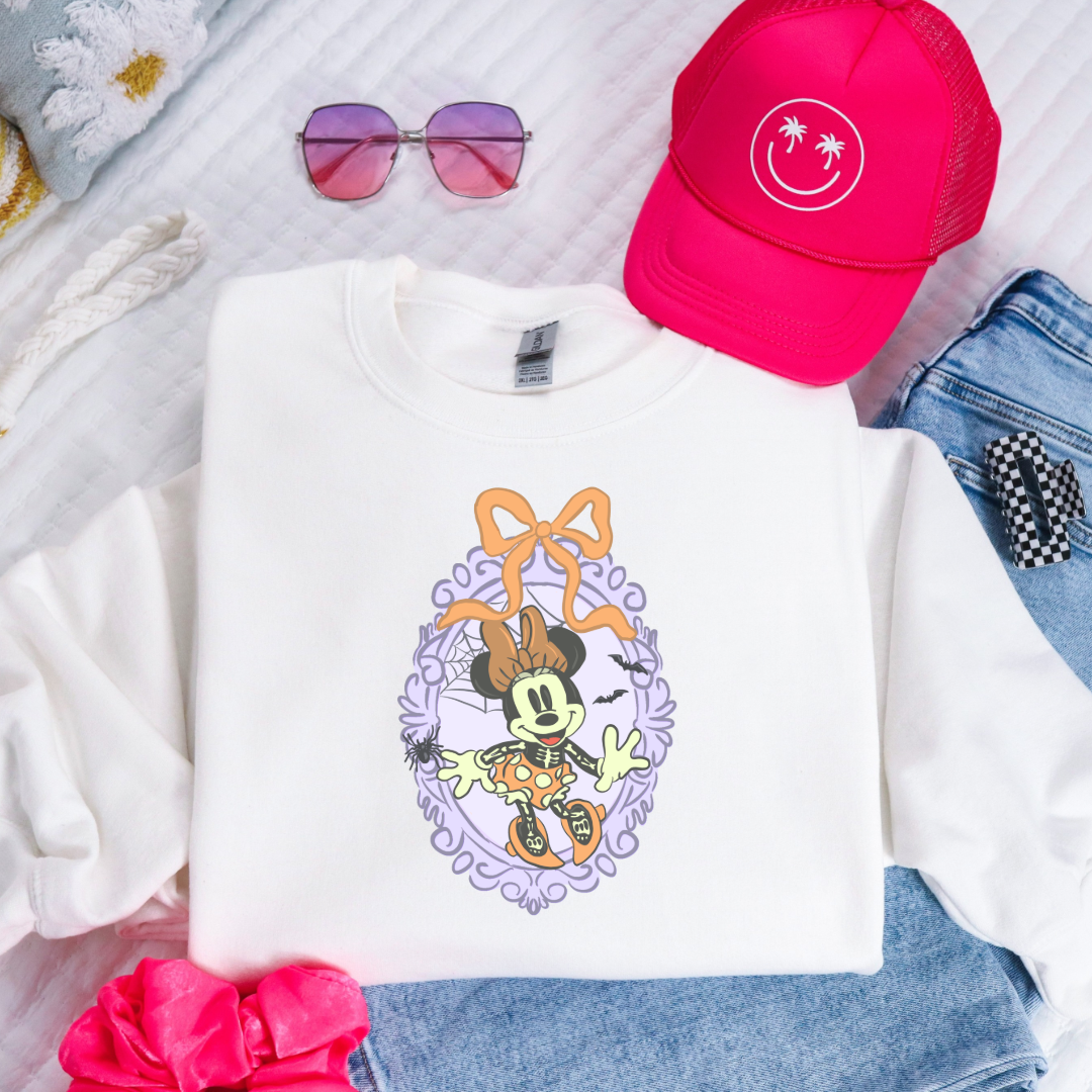 Spooky Season Coquette Mouse with bow Crewneck