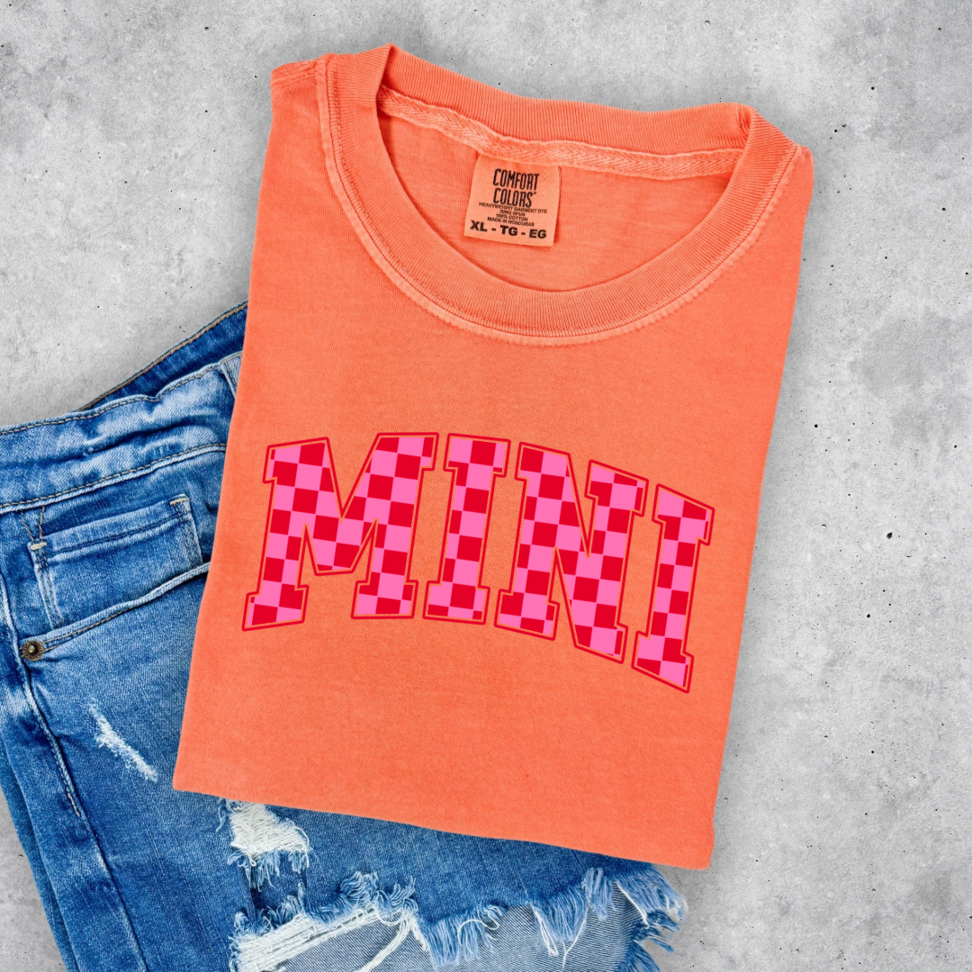 Mini Pink & Red Checkered Youth Graphic Tee