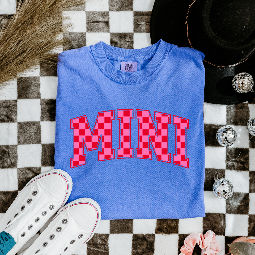 Mini Pink & Red Checkered Youth Graphic Tee