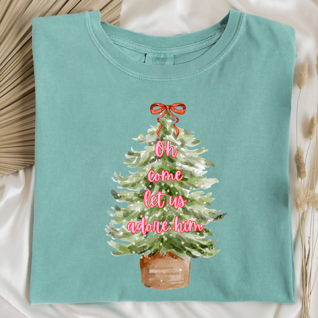 Oh Come Let Us Adore Him Graphic Tee and Crewneck