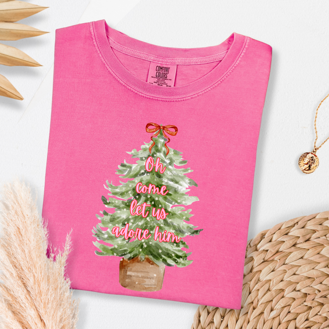 Oh Come Let Us Adore Him Graphic Tee and Crewneck