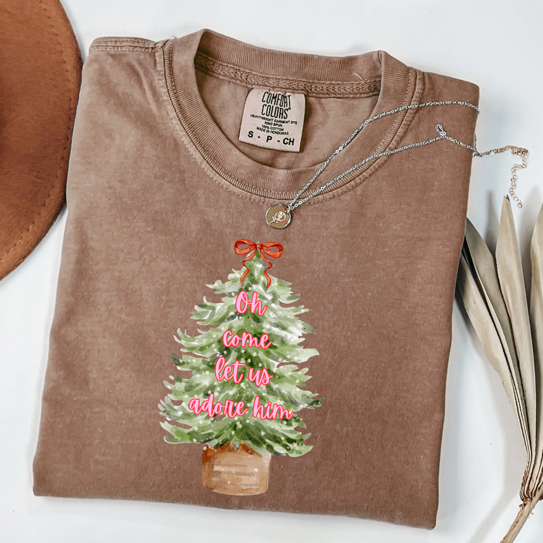 Oh Come Let Us Adore Him Graphic Tee and Crewneck