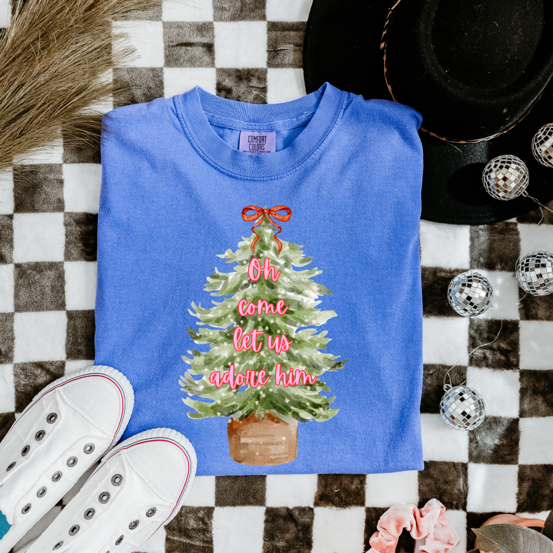 Oh Come Let Us Adore Him Graphic Tee and Crewneck
