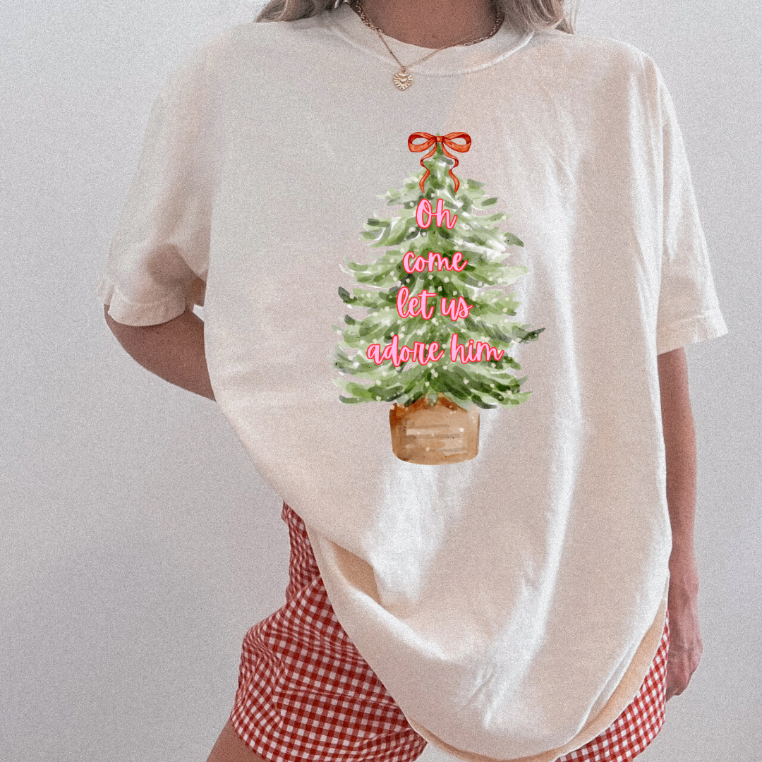 Oh Come Let Us Adore Him Graphic Tee and Crewneck