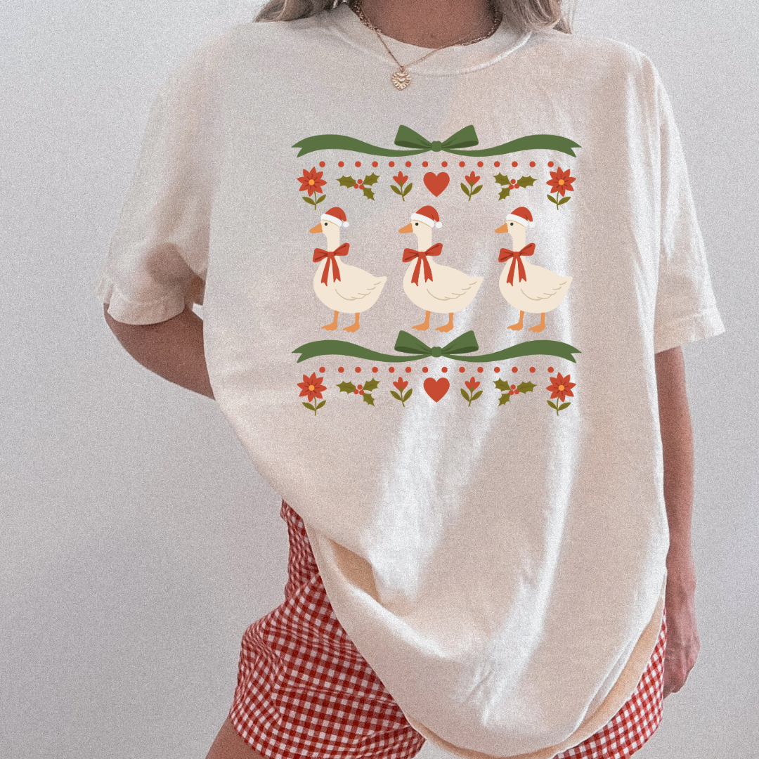 Green Bow Porch Geese Graphic Tee & Crewneck