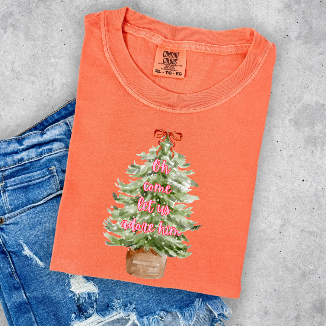 Oh Come Let Us Adore Him Graphic Tee and Crewneck