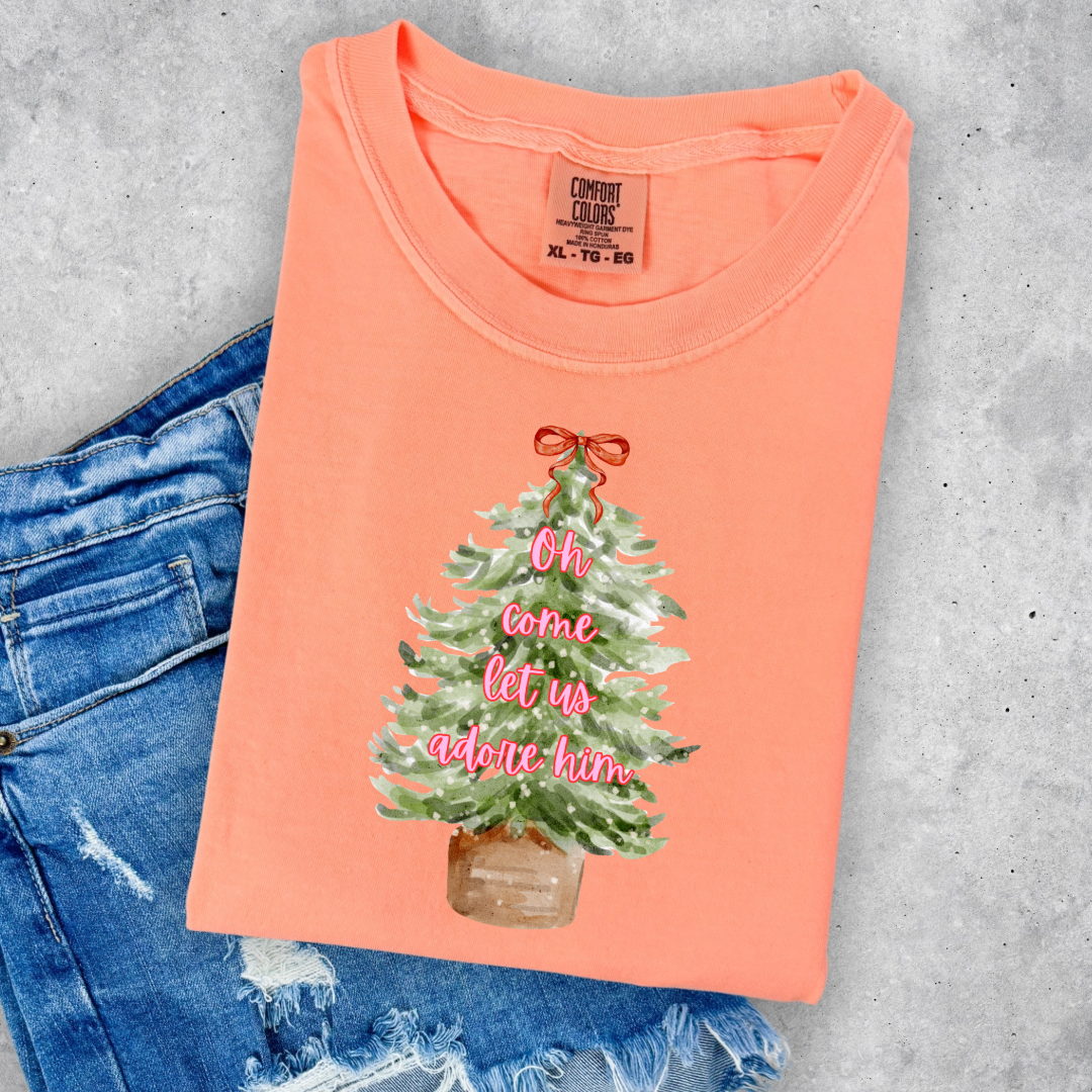 Oh Come Let Us Adore Him Graphic Tee and Crewneck