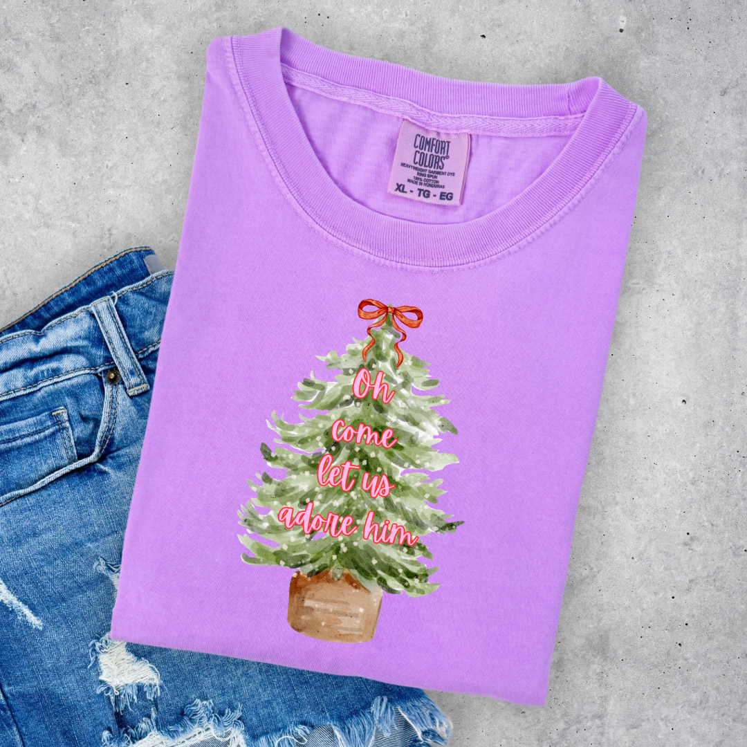 Oh Come Let Us Adore Him Graphic Tee and Crewneck