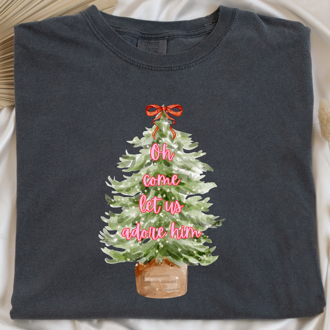 Oh Come Let Us Adore Him Graphic Tee and Crewneck