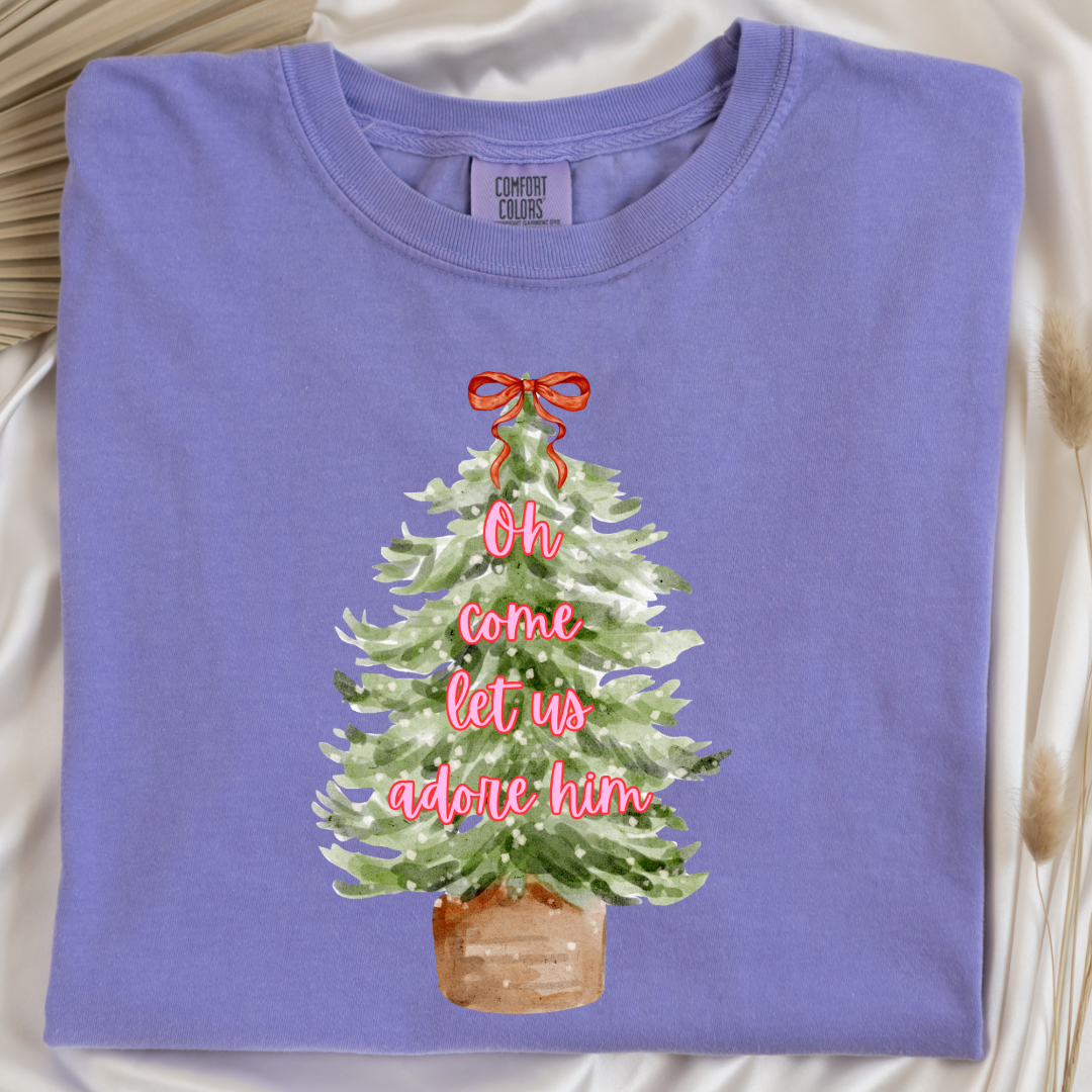 Oh Come Let Us Adore Him Graphic Tee and Crewneck