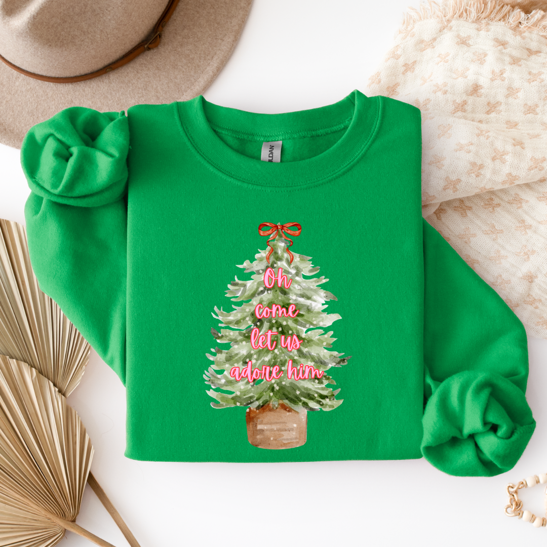 Oh Come Let Us Adore Him Graphic Tee and Crewneck